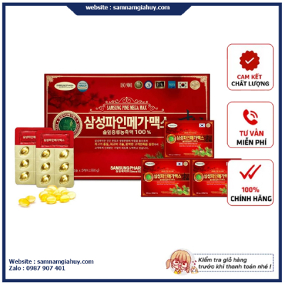Viên tinh dầu thông đỏ Samsung Pine Mega Max Hàn Quốc hộp 120 viên