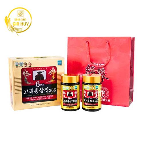 Hồng sâm 365 Hàn Quốc dạng cao cô đặc, quy cách hộp 2 hũ x 240g